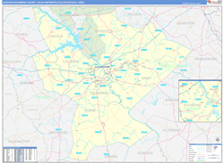 Augusta-Richmond County Metro Area Wall Map Basic Style 2024